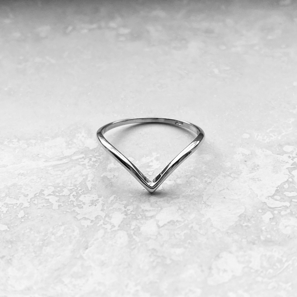 Sterling Silver Deep V Shape Ring, Silver Rings - image 3